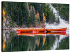 Autumn Rowboats on Mountain Lake Wall Art