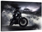 Motorcyclist in Fog at Night Wall Art