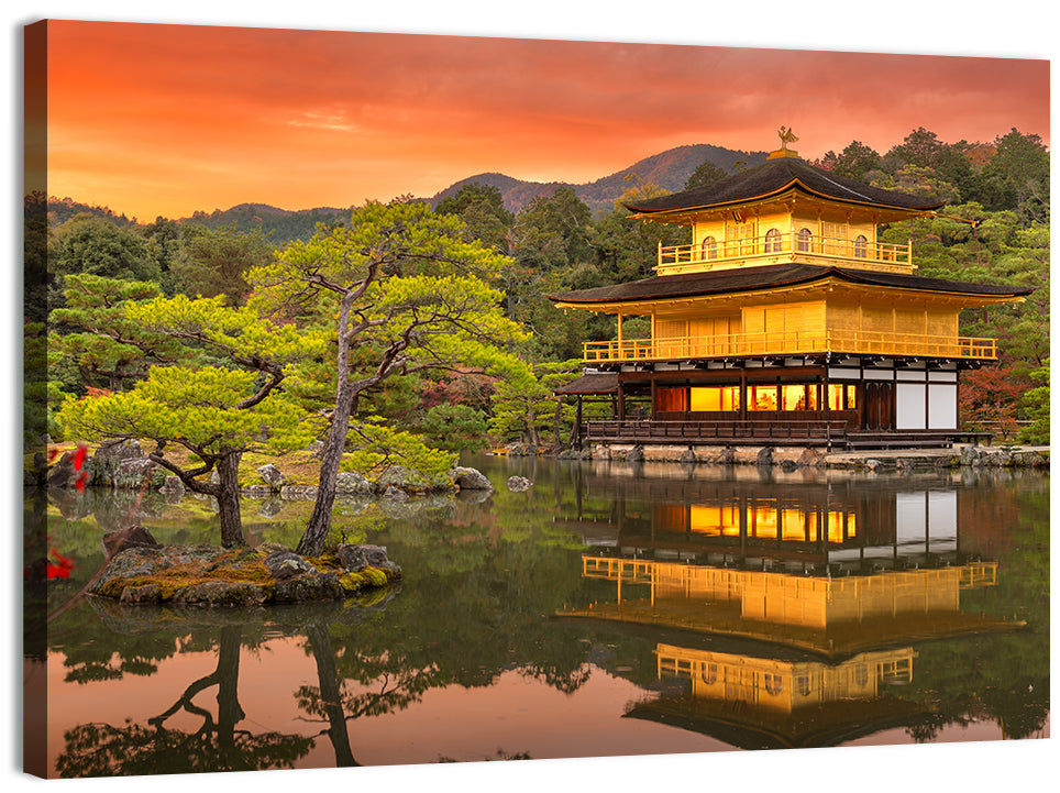 Kinkaku-ji at Sunset Wall Art