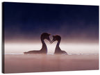 Crested Grebes in Morning Mist Wall Art