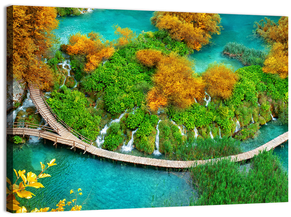 Plitvice Lakes Boardwalk Wall Art, canvas print, landscape