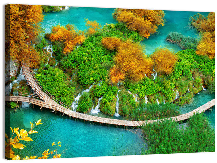 Plitvice Lakes Boardwalk Wall Art as a canvas print