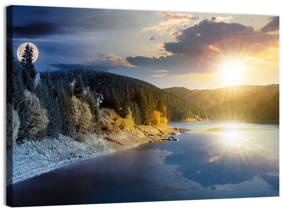 Autumn Mountain Lake Wall Art, canvas print, landscape