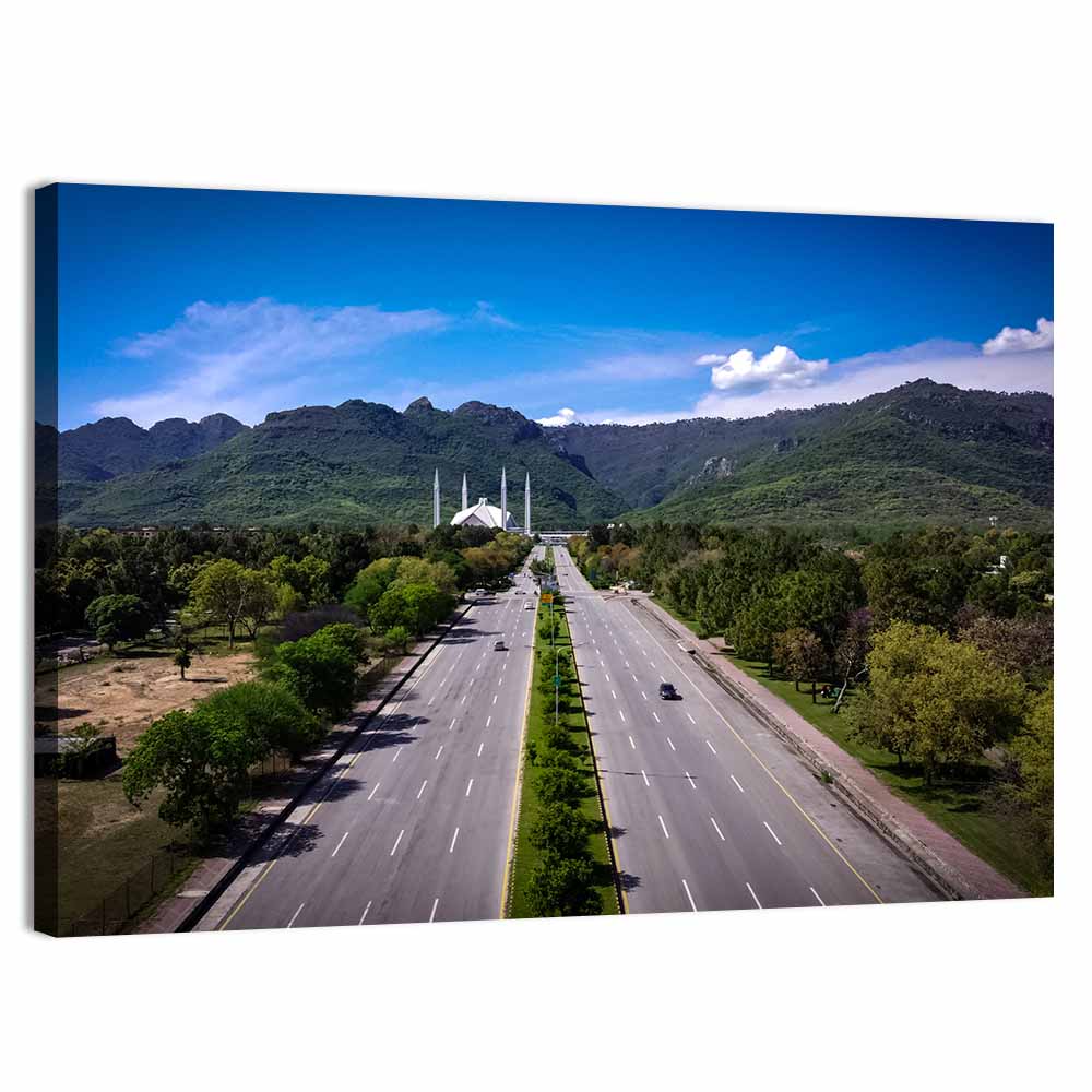 Faisal Mosque Islamabad Wall Art, canvas print, landscape