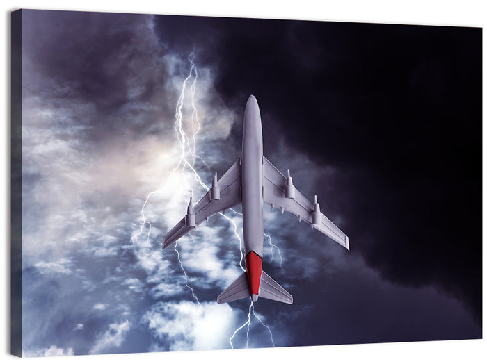 Red-tailed Airplane in Storm Wall Art as a canvas print