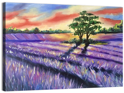 Lavender Field at Sunset Wall Art