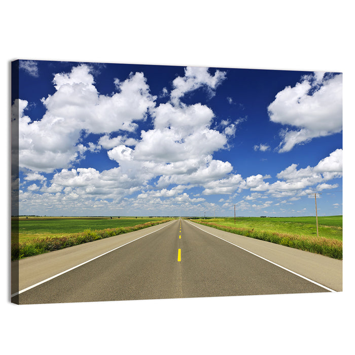 Saskatchewan Prairie Highway Wall Art as a canvas print