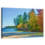 Sebago Lake Pier in Autumn Wall Art