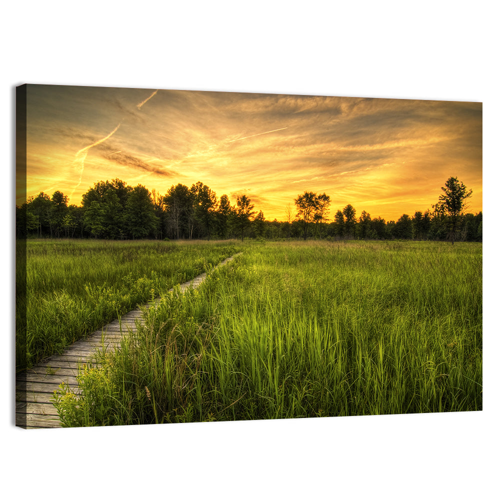 Irwin Prairie Boardwalk Sunset Wall Art, canvas print, landscape