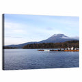 Lake Akan Pier and Snow Capped Peak Wall Art