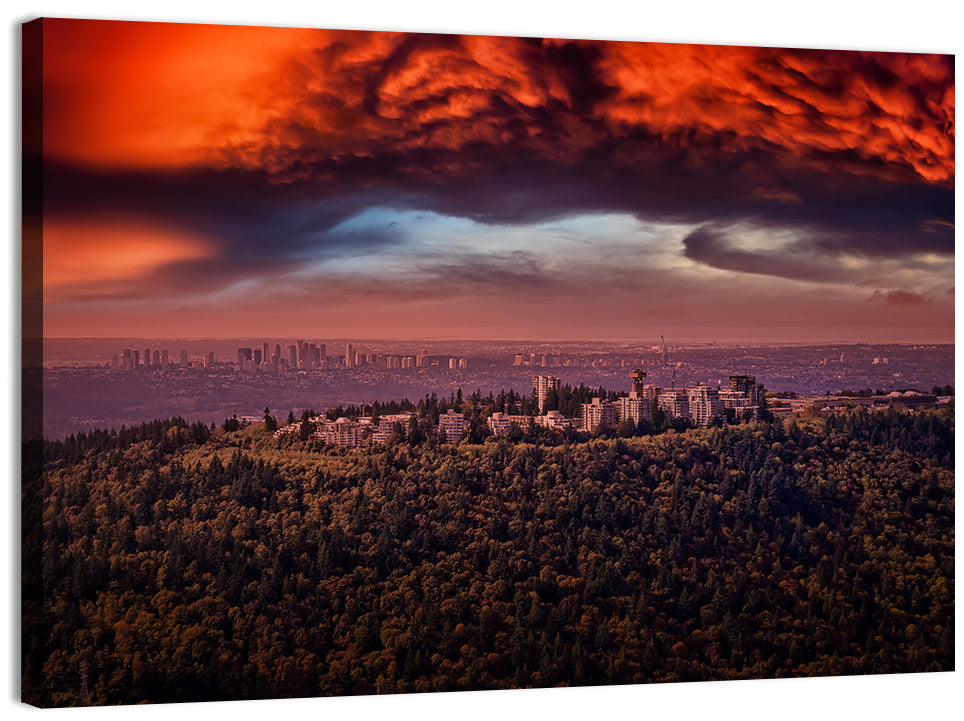 Burnaby Mountain Sunset Skyline Wall Art, canvas print, landscape