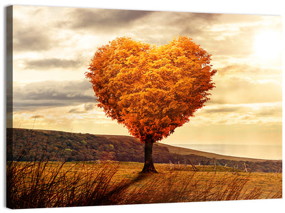 Heart Shaped Tree at Sunset Wall Art