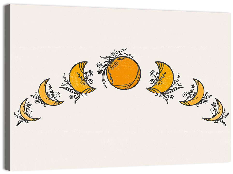 Lunar Phases Floral Arc Wall Art