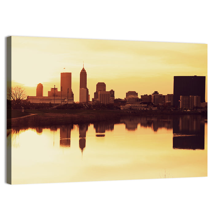 Indianapolis Golden Hour Skyline Wall Art as a canvas print