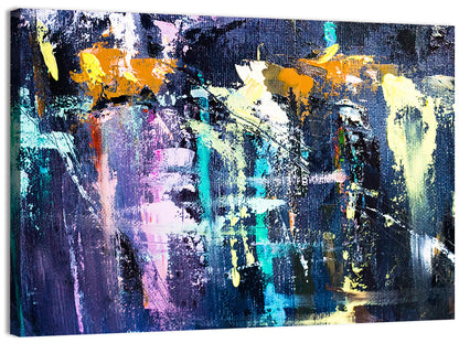 Impasto Waterfall in Blue and Purple Wall Art
