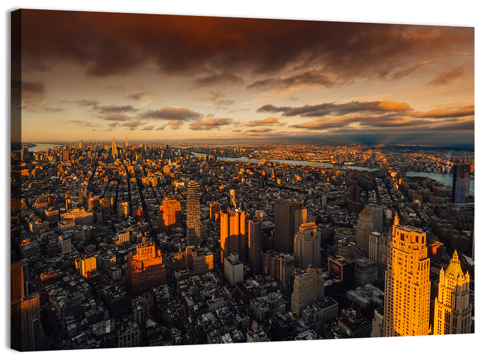 South Manhattan Sunset Skyline Wall Art, canvas print, landscape