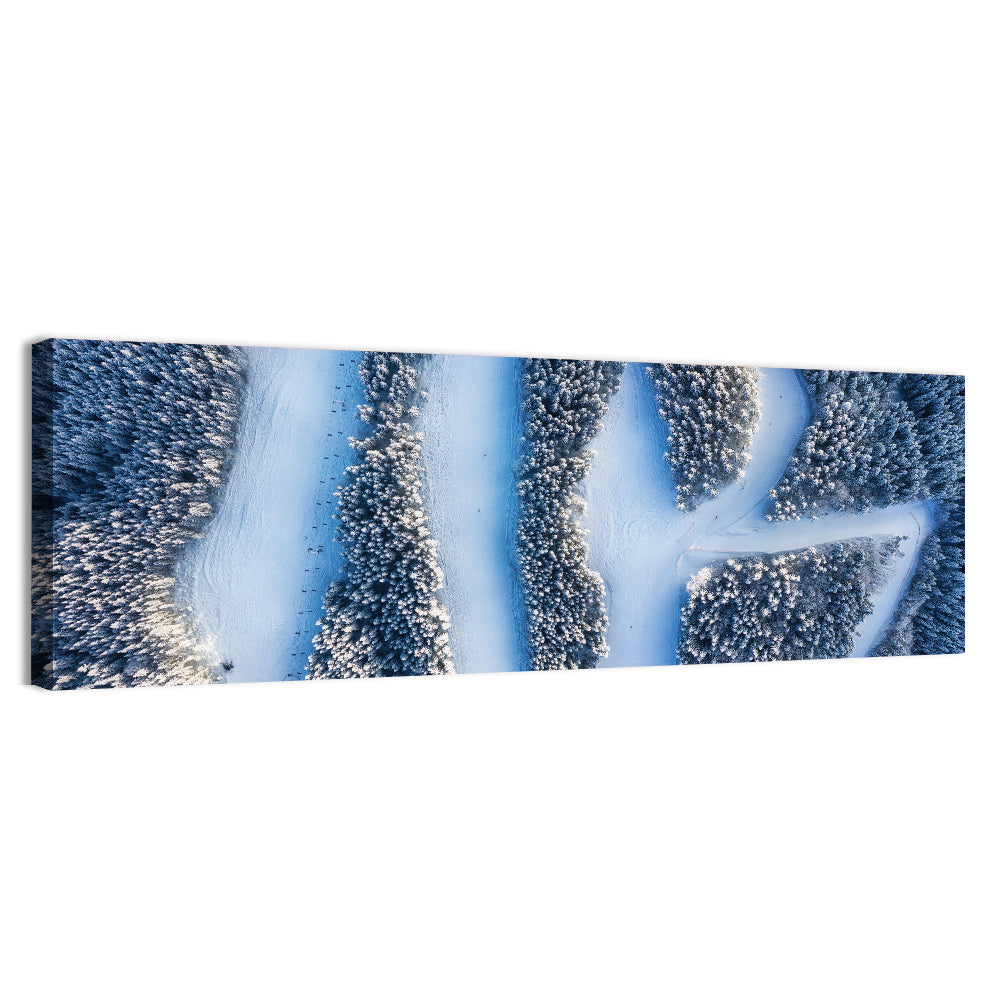 Ski Resort Pathways Wall Art, canvas print, panoramic