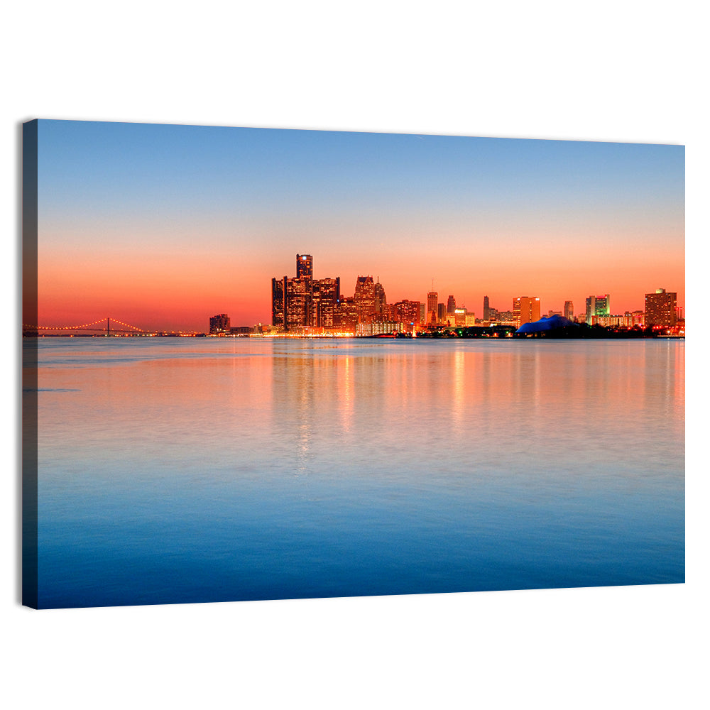 Detroit Golden Hour Skyline Wall Art