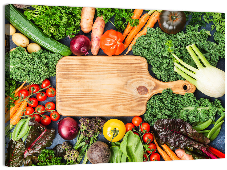 Vegetable Harvest on Cutting Board Wall Art