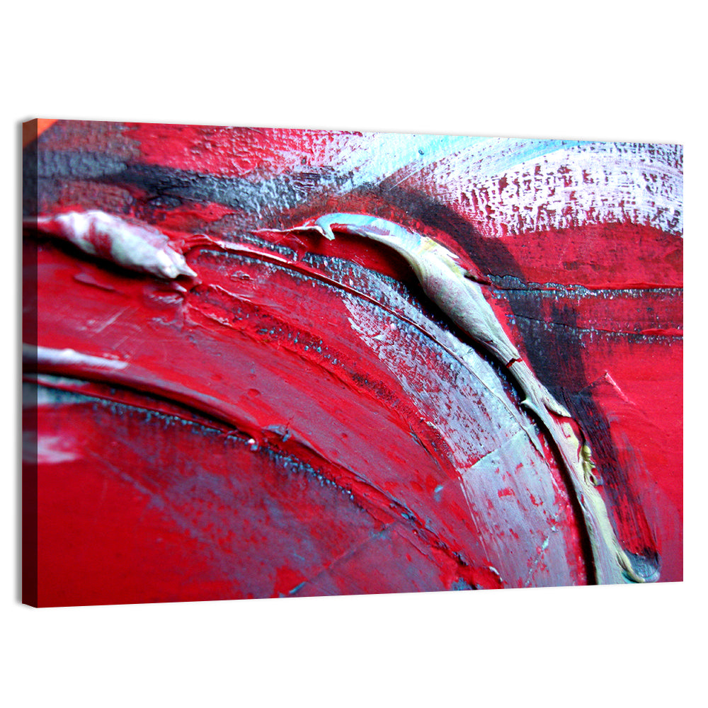 Crimson Impasto Motion Wall Art