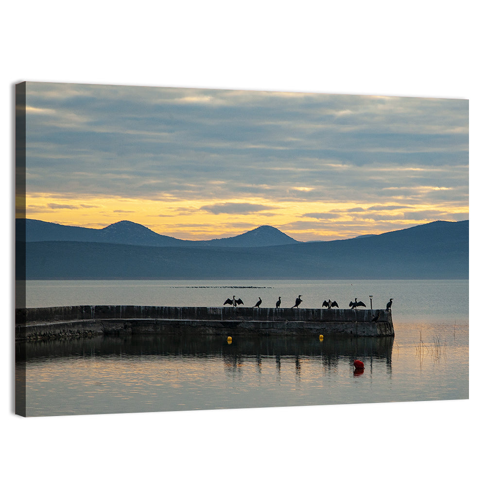Lake Vrana Pier at Sunset Wall Art
