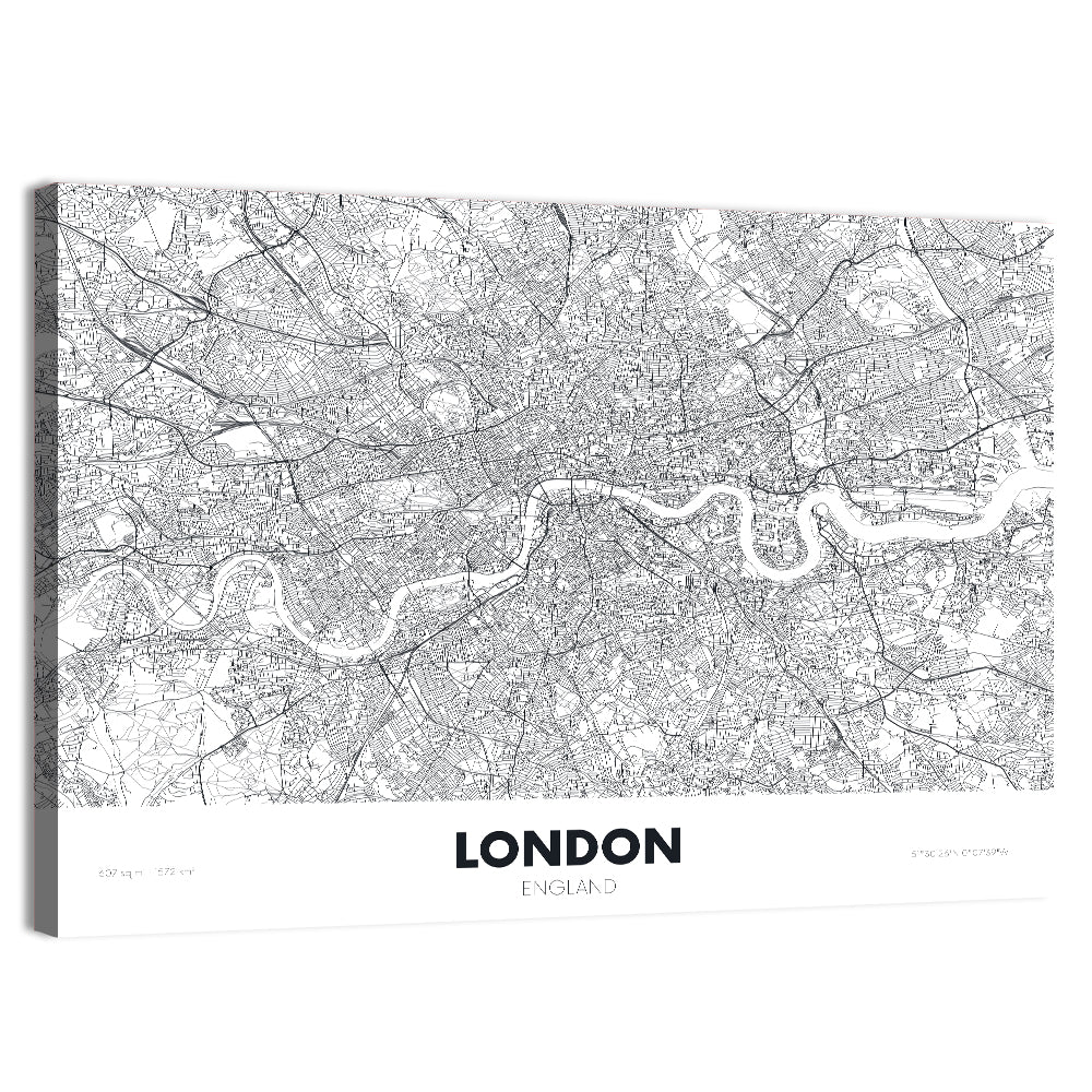 London River Map Wall Art, canvas print, landscape