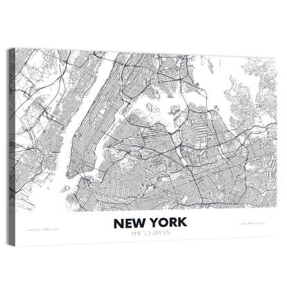 New York Street Grid Map Wall Art