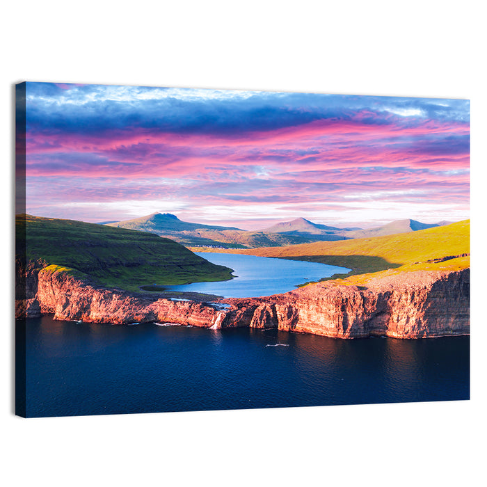 Sørvágsvatn Sunset Wall Art as a canvas print