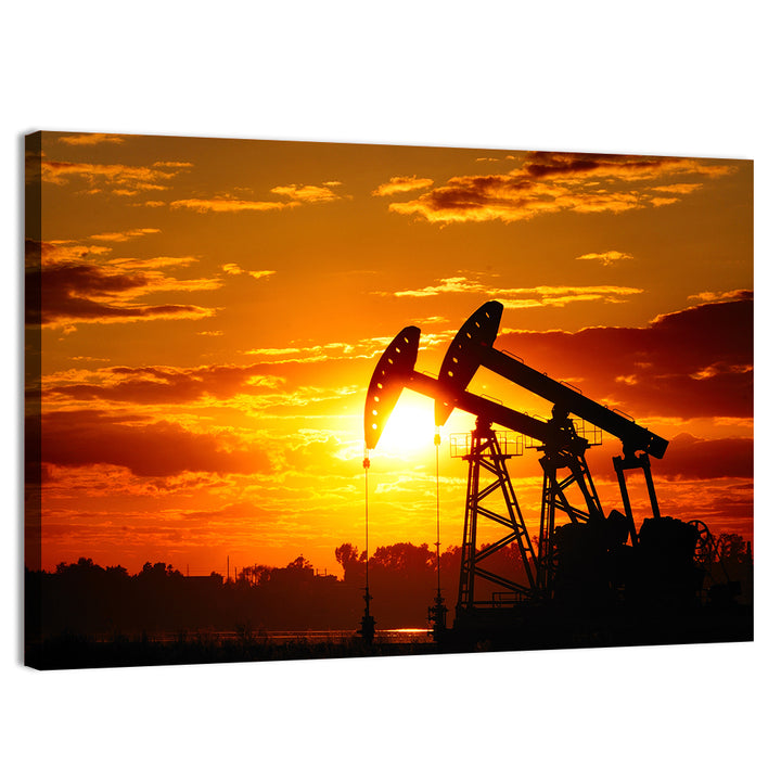 Sunset Oil Pump Jacks Wall Art