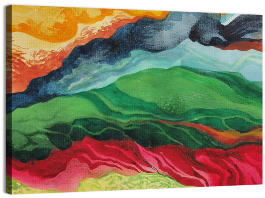 River Through Abstract Mountains Wall Art