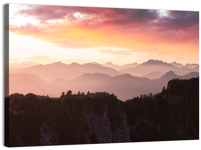 Vancouver Mountains at Sunset Wall Art as a canvas print
