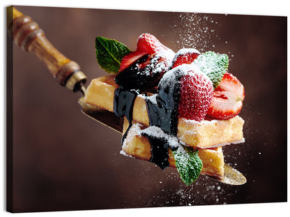 Chocolate Drizzle Waffles with Strawberries Wall Art