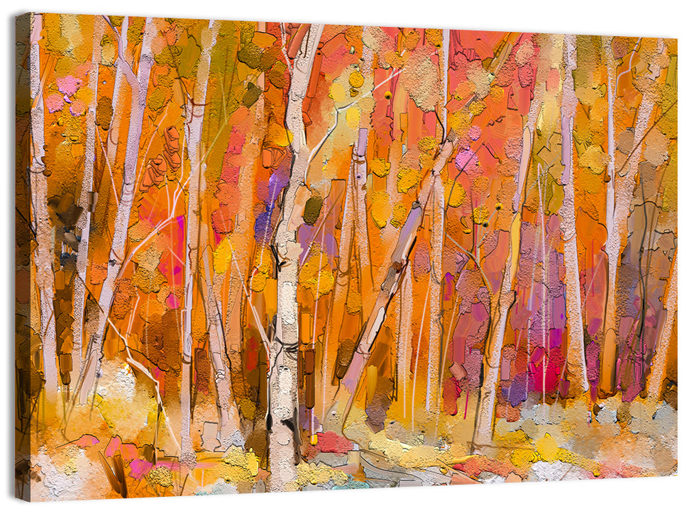 Autumn Birch Grove Painting Wall Art