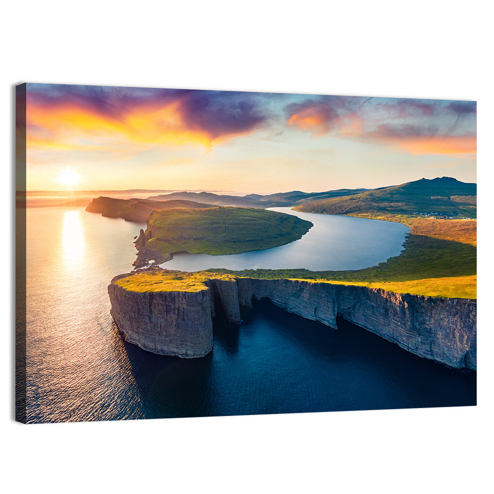 Sørvágsvatn Lake at Sunset Wall Art