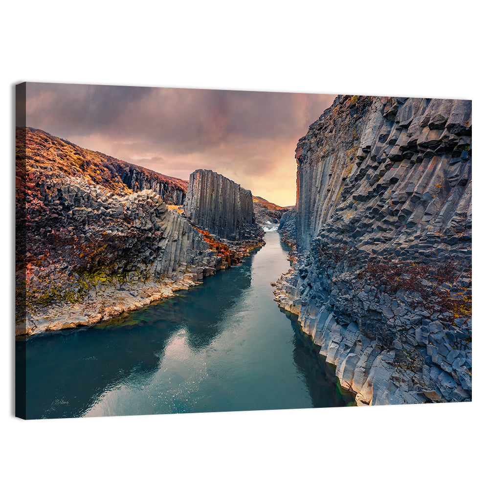 Studlagil Canyon at Sunset Wall Art