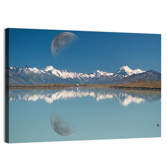 Moon Over Mt Cook and Lake Pukaki Wall Art