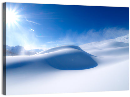 Sunlit Snow Dune Under Blue Sky Wall Art