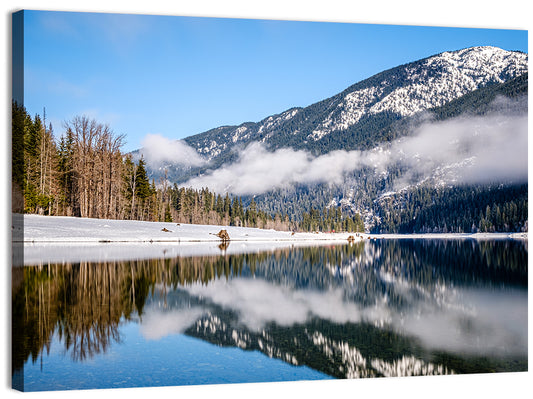 Snow-capped Kachess Lake Reflection Wall Art
