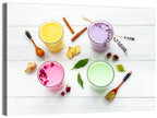 Four Lattes with Botanicals Wall Art