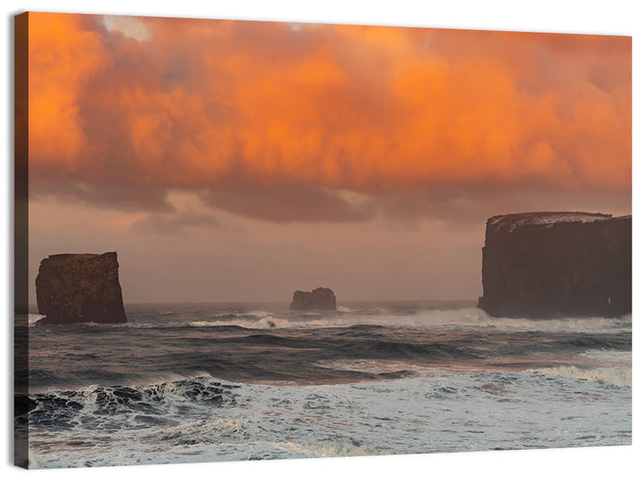 Dyrholaey Sunrise Seascape Wall Art as a canvas print