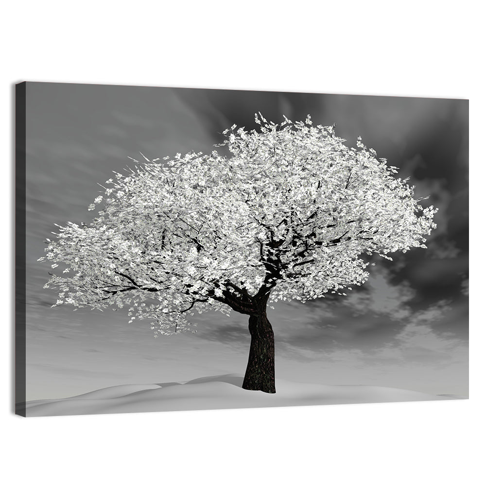 Monochrome Cherry Tree in Winter Wall Art, canvas print, landscape