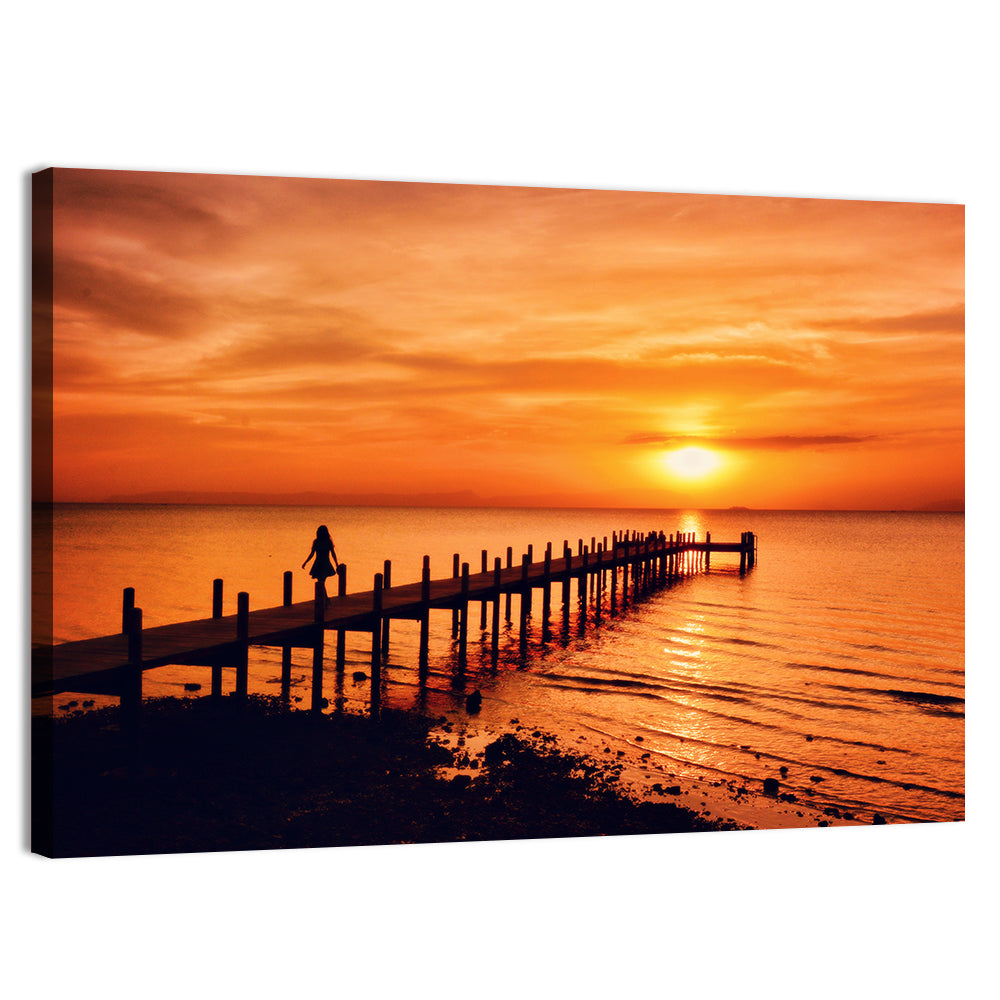 Kampot Pier at Sunset Wall Art