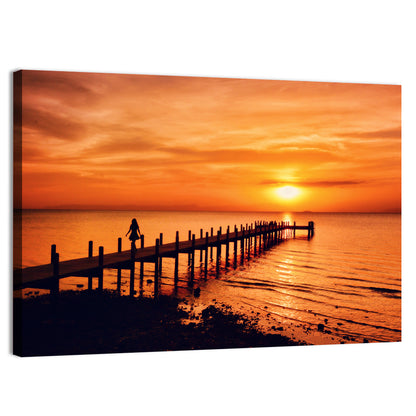 Kampot Pier at Sunset Wall Art