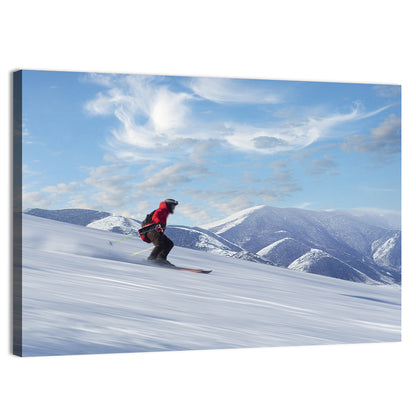 Skier on Snowy Mountain Slope Wall Art