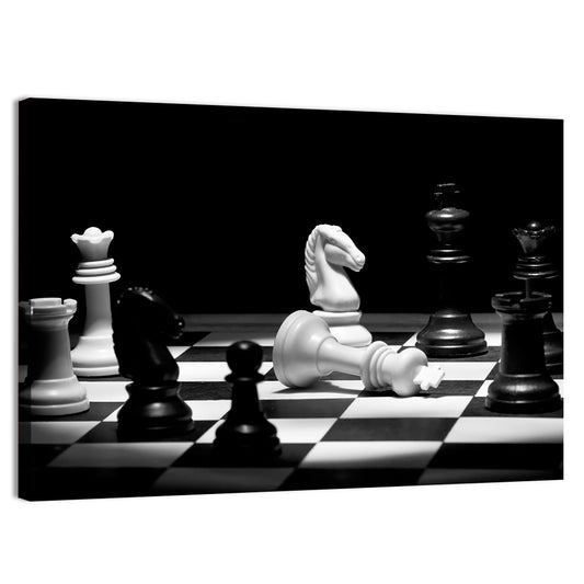 Fallen White King Chess Scene Wall Art