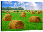 Golden Hay Bales in Green Field Wall Art