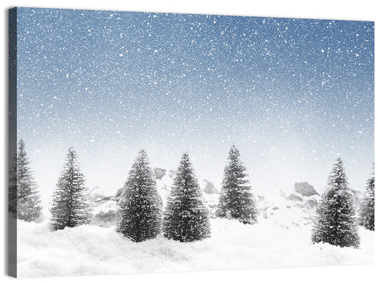 Winter Pine Trees Landscape Wall Art