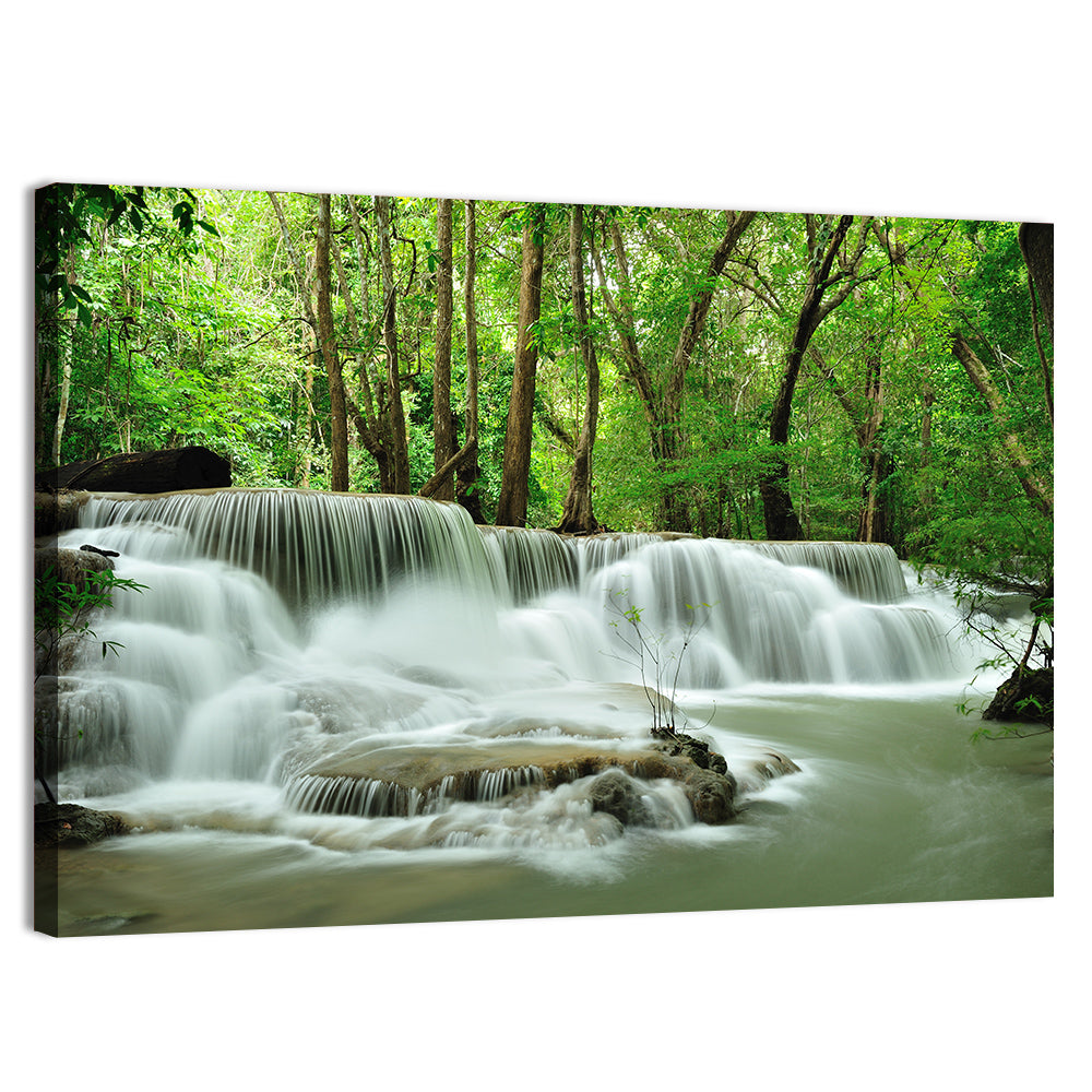 Erawan Falls Forest Cascade Wall Art, canvas print, landscape