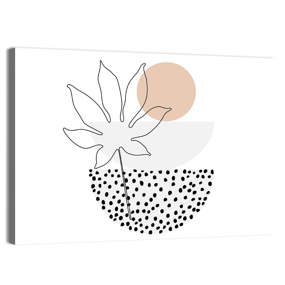 Palm Leaf with Peach Bowls Wall Art, canvas print, landscape