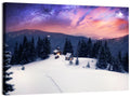Starry Winter Cabins Under the Milky Way Wall Art